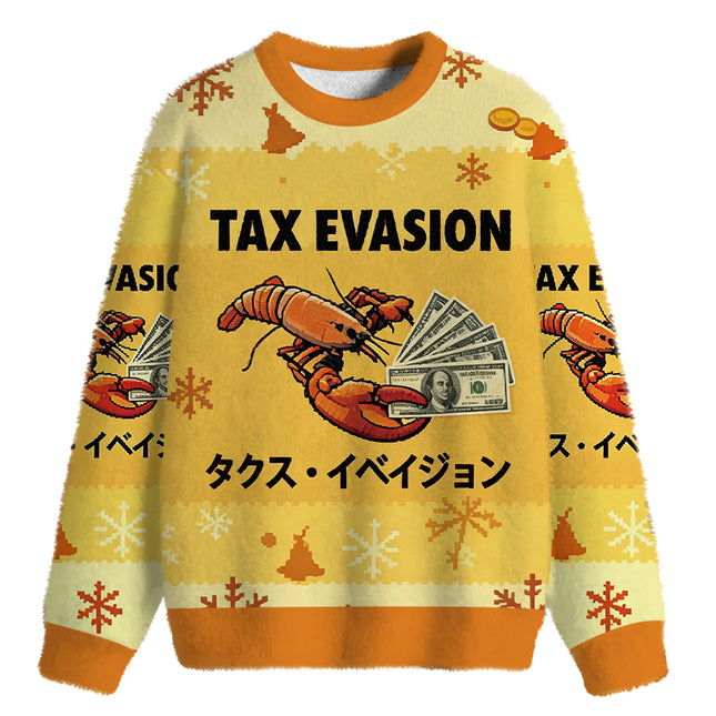 Uglysweatershops Tux Evasion Funny Fuzzy Christmas Ugly Sweatshirt