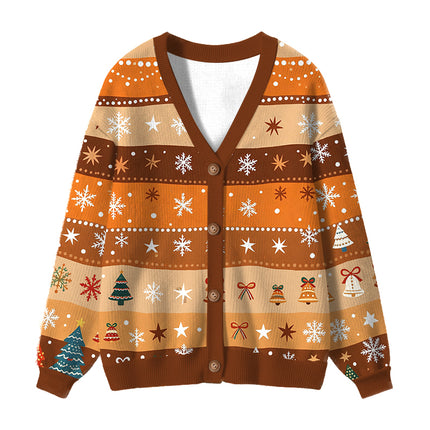 Uglysweatershops Dotted Art Flower Ugly Cardigan Sweater