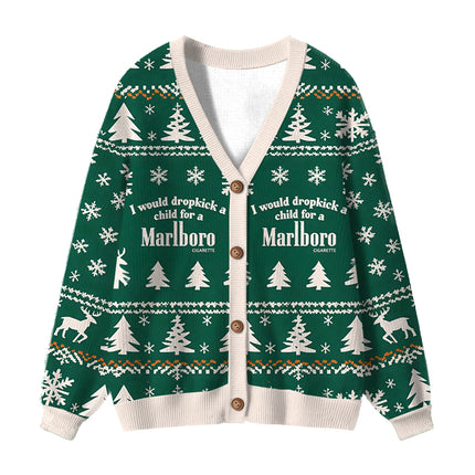 Uglysweatershops I Would Dropkick A Child Green Ugly Cardigan Sweater