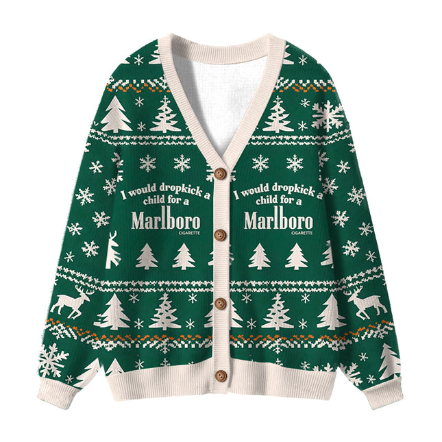 Uglysweatershops I Would Dropkick A Child Green Ugly Cardigan Sweater