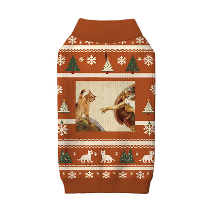 Uglysweatershops Cat God Creation Of Adam Meme Dog & Cat Pet Sweater