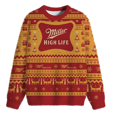Uglysweatershops High Life Fuzzy Christmas Ugly Sweatshirt