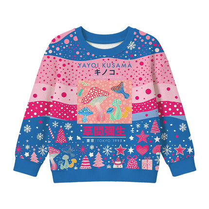 Uglysweatershops Art Pink Mushroom Vintage Kids Ugly Sweater