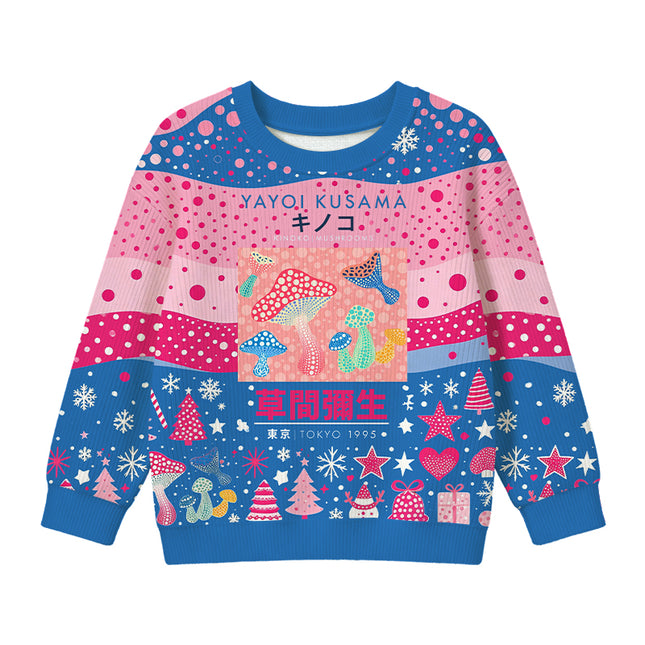 Uglysweatershops Art Pink Mushroom Vintage Kids Ugly Sweater