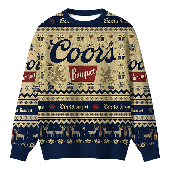 Uglysweatershops Beer Snowing Christmas Ugly Sweater
