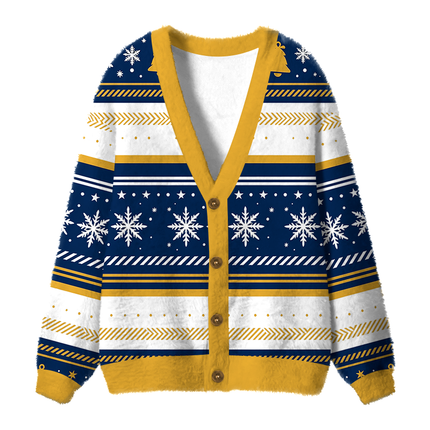 Uglysweatershops Retro Rocky Mountain Beer Fuzzy Ugly Cardigan Sweatshirt
