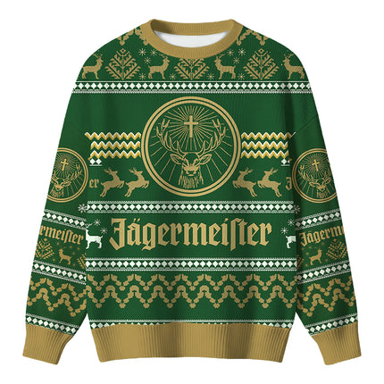 Uglysweatershops Green Deer Christmas Ugly Sweater