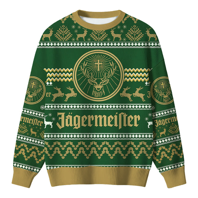 Uglysweatershops Green Deer Christmas Ugly Sweater