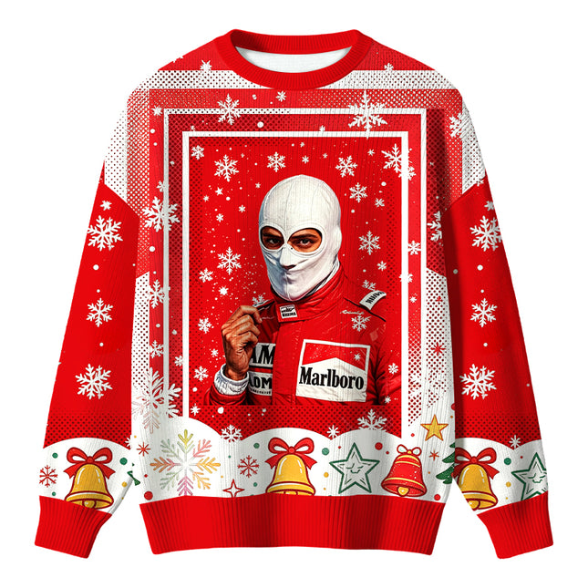 Uglysweatershops Retro Formula Racing Driver Christmas Ugly Sweater
