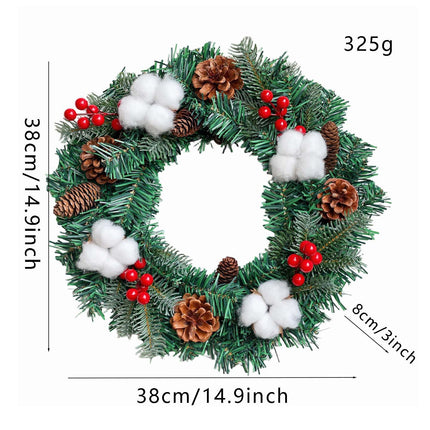 Uglysweatershops Christmas Pine Cone Cotton Flower Wreath