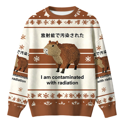 Uglysweatershops Capybara Contaminated By Radiation Christmas Ugly Sweater