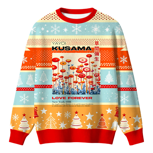 Uglysweatershops Surreal Polka?Dot Flower Field Christmas Ugly Sweater