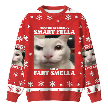 Uglysweatershops You're Either a Smart Fella Christmas Ugly Sweater