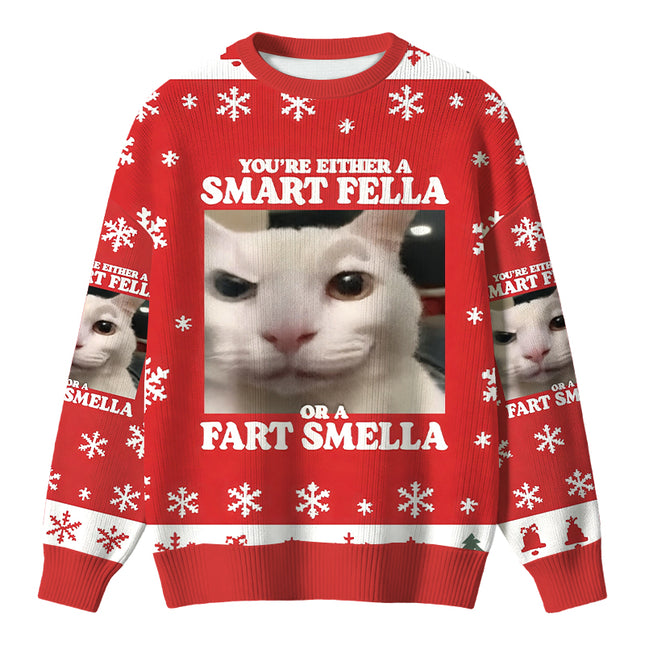 Uglysweatershops You're Either a Smart Fella Christmas Ugly Sweater
