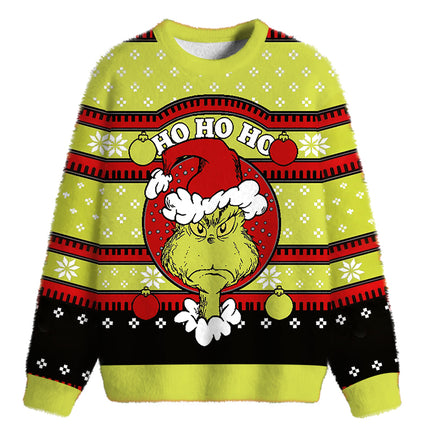 Uglysweatershops Ho Ho Ho Fuzzy Christmas Ugly Sweatshirt