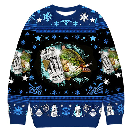 Uglysweatershops Retro Trout Fishing Christmas Ugly Sweatshirt