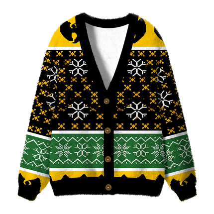 Uglysweatershops Retro Hip Hop Fuzzy Ugly Cardigan Sweatshirt
