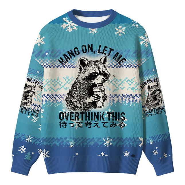 Uglysweatershops Overthink Raccoon Christmas Ugly Sweater