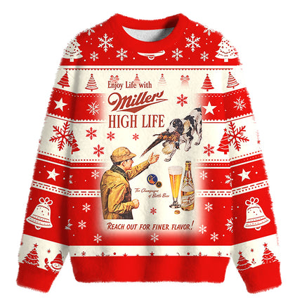 Uglysweatershops Hunting Vintag Fuzzy Christmas Ugly Sweatshirt