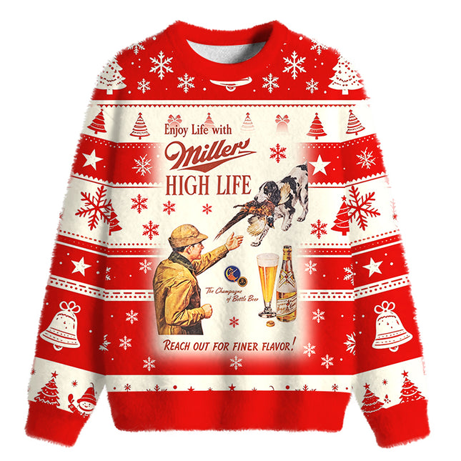 Uglysweatershops Hunting Vintag Fuzzy Christmas Ugly Sweatshirt