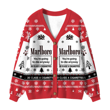 Uglysweatershops You're Going to Die Anyway Ugly Cardigan Sweater