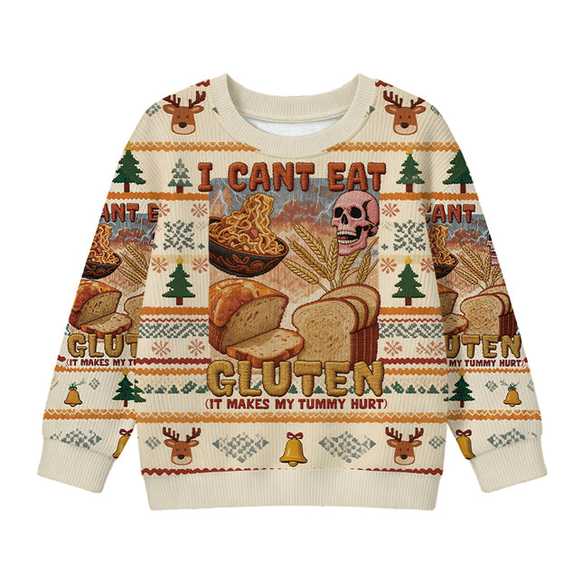 Uglysweatershops I Can't Eat Gluten Funny Meme Kids Ugly Sweater