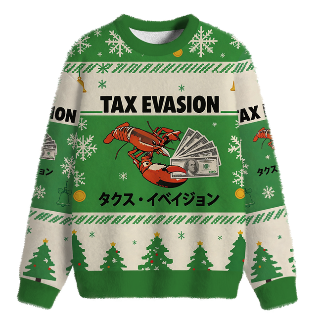 Uglysweatershops Green Tux Evasion Funny Fuzzy Christmas Ugly Sweatshirt