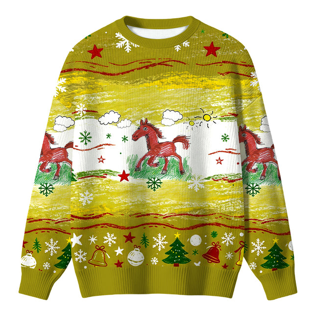 Uglysweatershops Red Horse Christmas Ugly Sweater
