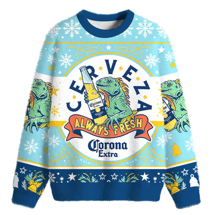 Uglysweatershops Always Fresh Fuzzy Christmas Ugly Sweatshirt