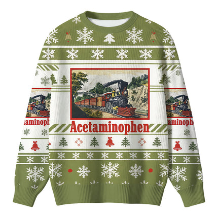 Uglysweatershops Vintage Train Funny Christmas Ugly Sweater