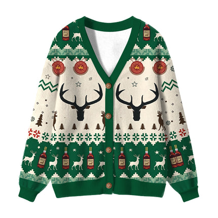 Uglysweatershops Brown Deer Ugly Cardigan Sweater