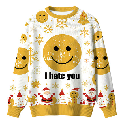 Uglysweatershops I Hate You Smiley Face Christmas Ugly Sweater