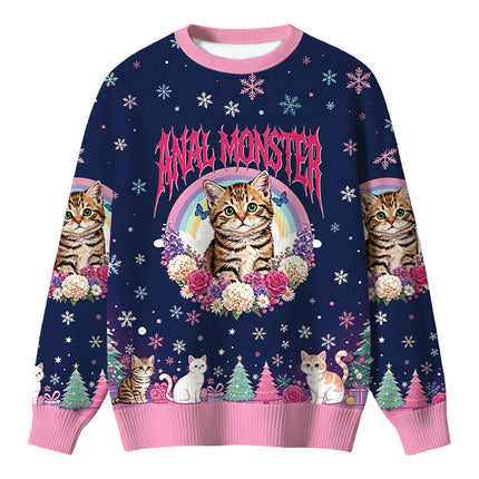 Uglysweatershops Anal Monster Cat Christmas Ugly Sweater