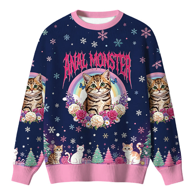 Uglysweatershops Anal Monster Cat Christmas Ugly Sweater