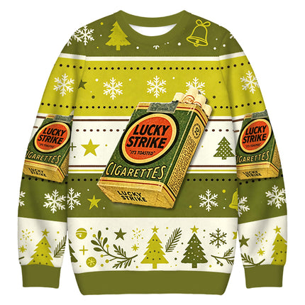 Uglysweatershops Vintage Green Cigarettes Christmas Ugly Sweatshirt
