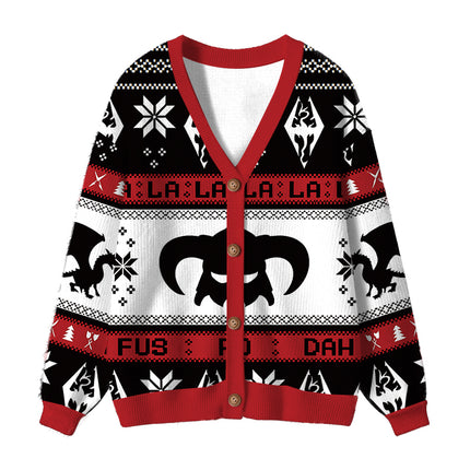 Uglysweatershops Funny Mask Ugly Cardigan Sweater