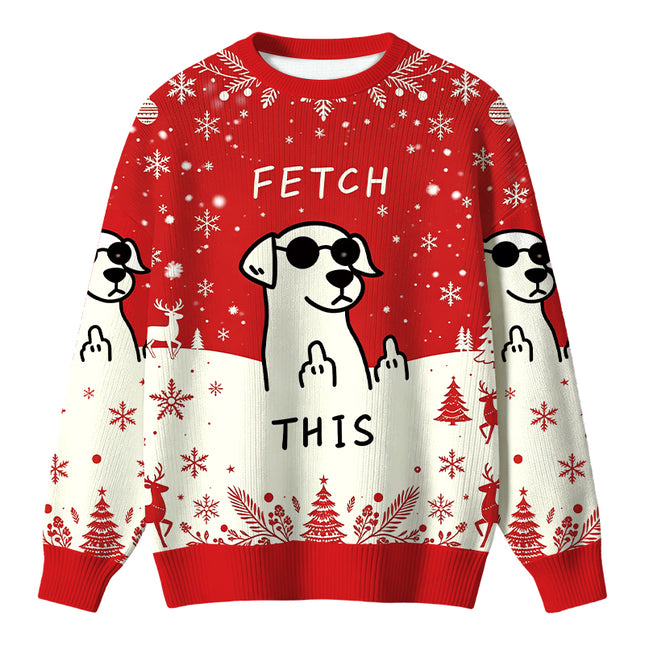 Uglysweatershops Rebellious Dog Christmas Ugly Sweater