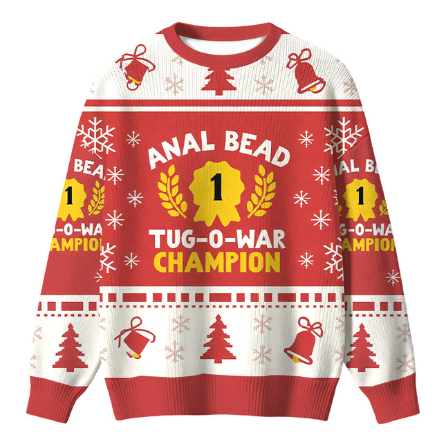 Uglysweatershops Champion Funny Red Christmas Ugly Sweater