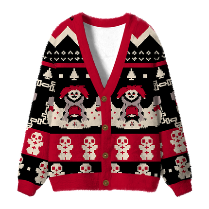 Uglysweatershops Dark Folklore Fuzzy Ugly Cardigan Sweatshirt