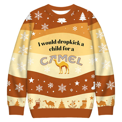 Uglysweatershops I Would Dropkick a Child Yellow Christmas Ugly Sweatshirt