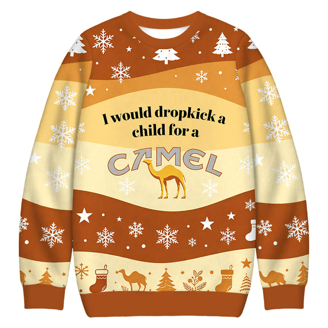 Uglysweatershops I Would Dropkick a Child Yellow Christmas Ugly Sweatshirt