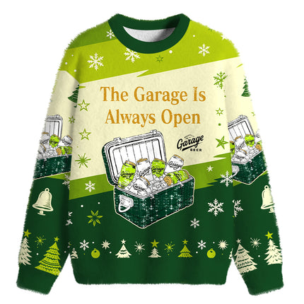 Uglysweatershops Vintage Cooler Box Fuzzy Christmas Ugly Sweatshirt