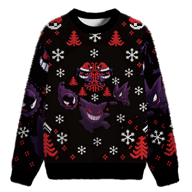 Uglysweatershops Ghost Funny Fuzzy Christmas Ugly Sweatshirt