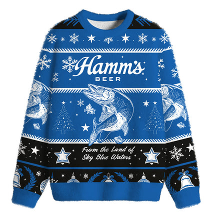 Uglysweatershops Land of Sky Blue Fuzzy Christmas Ugly Sweatshirt