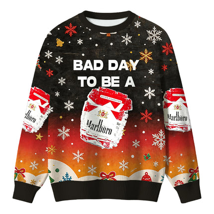 Uglysweatershops Bad Day to be Cigarette Pack Christmas Ugly Sweater