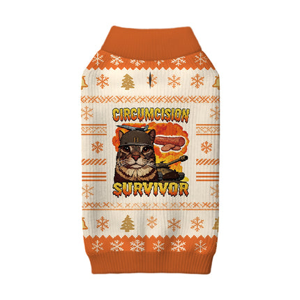 Uglysweatershops Circumcision Survivor Funny Cat Meme Dog & Cat Pet Sweater