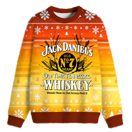 Uglysweatershops Classic American Whiskey Vintage Fuzzy Christmas Ugly Sweatshirt