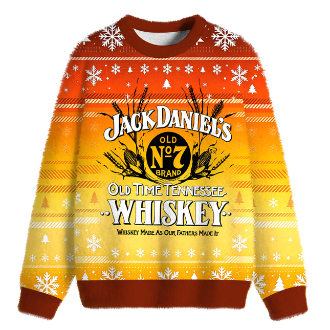 Uglysweatershops Classic American Whiskey Vintage Fuzzy Christmas Ugly Sweatshirt