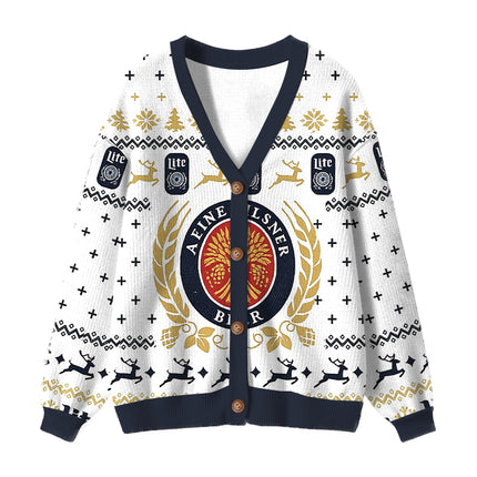 Uglysweatershops White Lite Ugly Cardigan Sweater