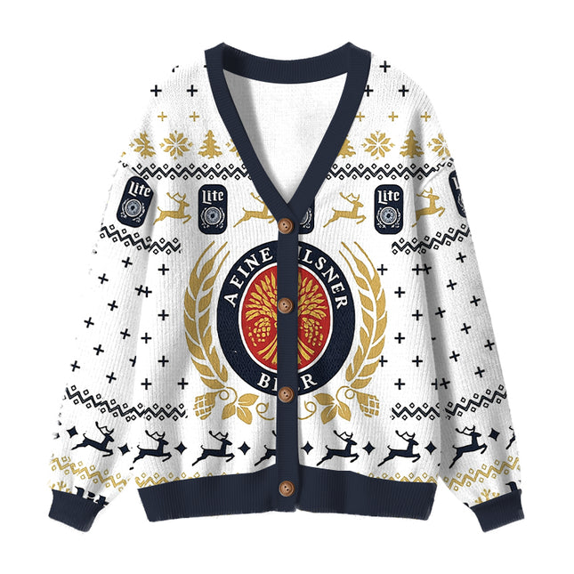 Uglysweatershops White Lite Ugly Cardigan Sweater